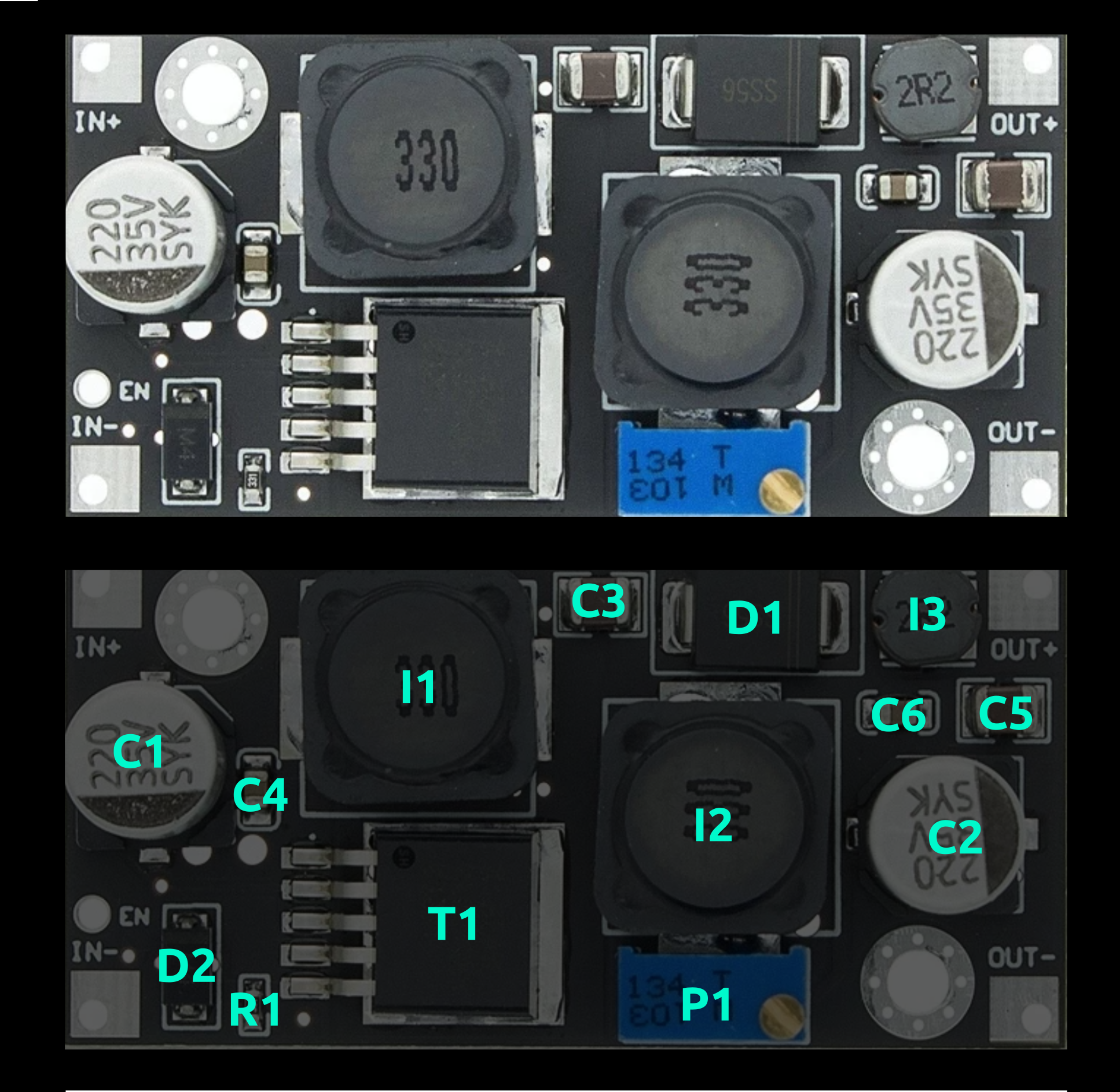 Componentes en el módulo XL6019