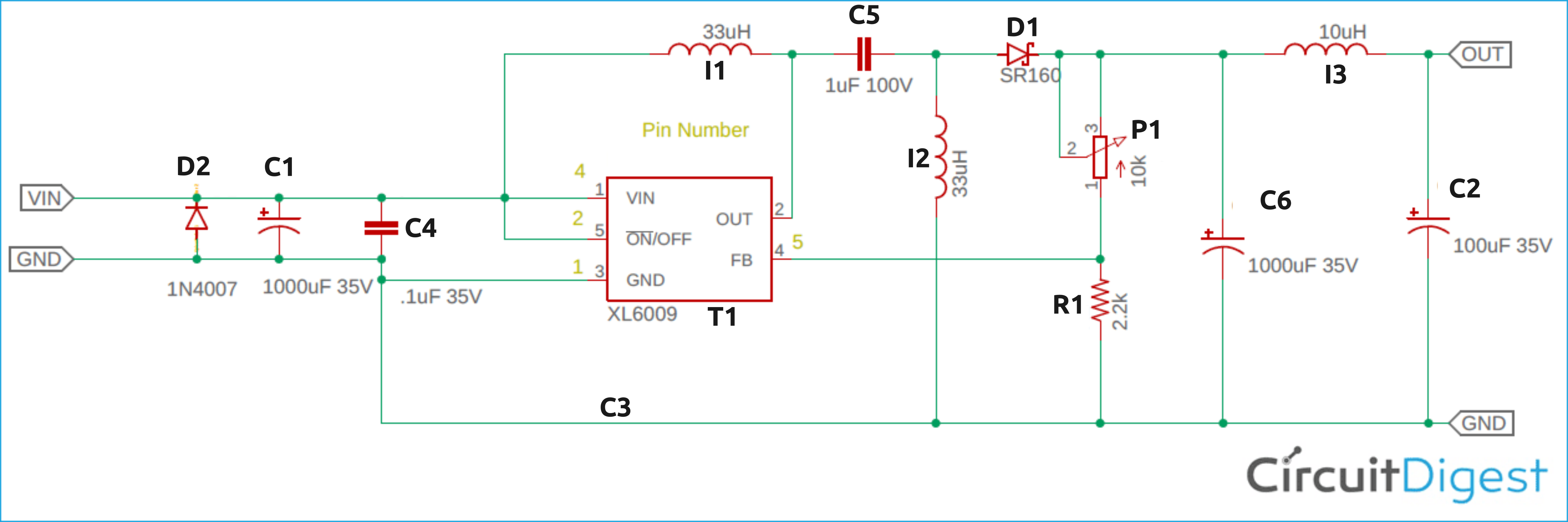 Componentes en el módulo XL6019